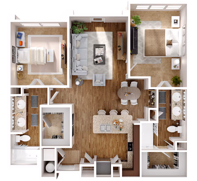 2 Bed, 2 Bath 1477 floor plan
